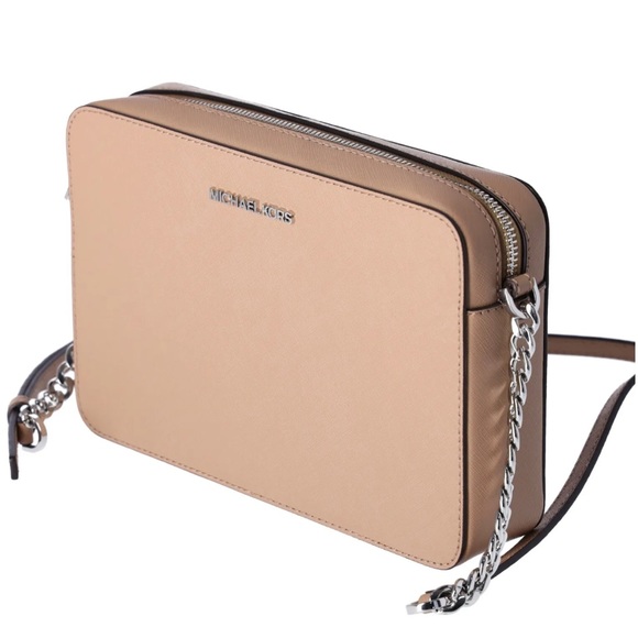 Michael Kors Jet Set Large East West Saffiano Leather Crossbody Bag Camel - Picture 3 of 10